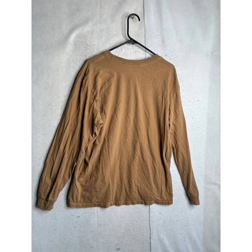 The North Face Mens XL Tan Brown Long Sleeve Graphic Logo T-Shirt Cotton Tee